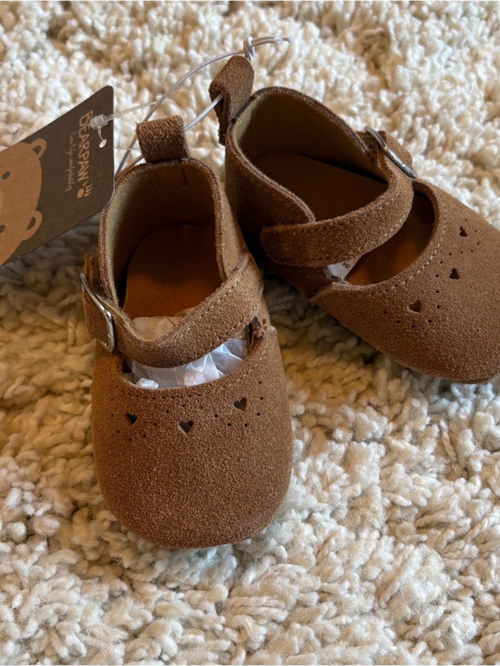 Bearpaw Baby Girls Suede Mary Jane Shoes Brown Size 6–12M NWT